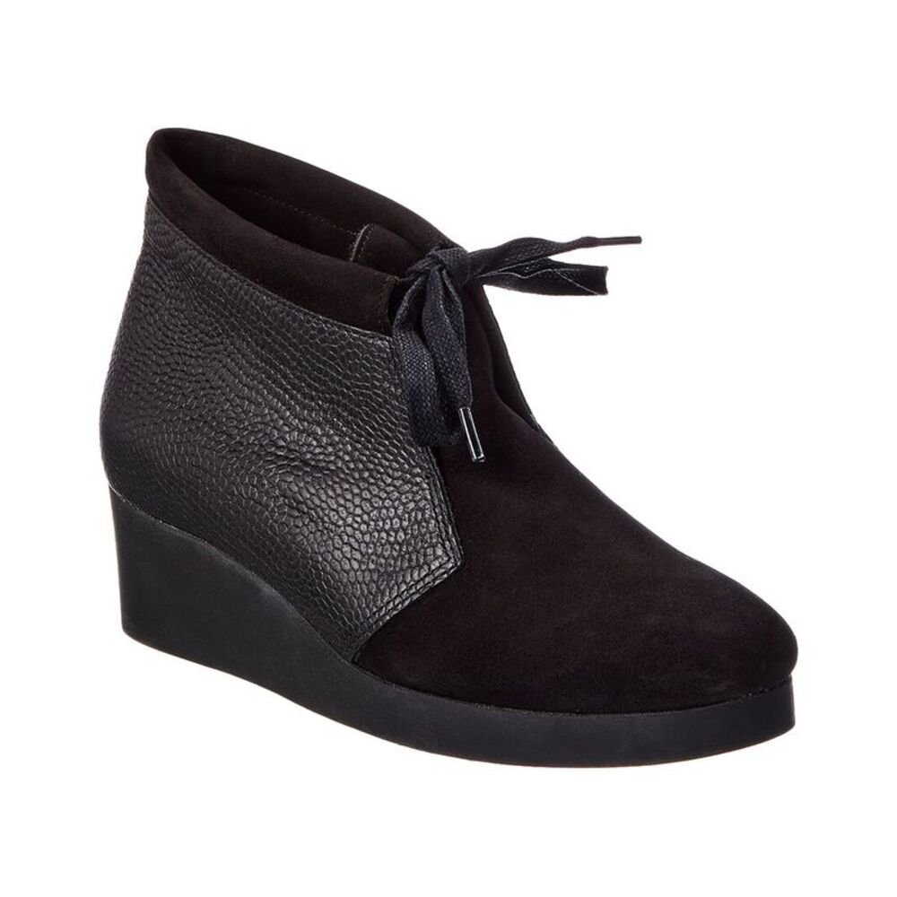 Arche Hablo Leather Wedge Bootie, Black